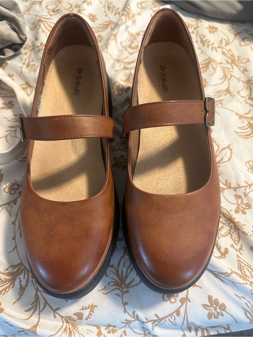 Dr. Scholl's Brown Mary Jane Strap Flats